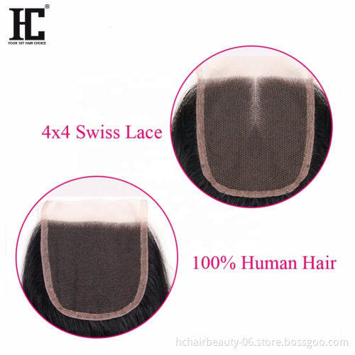 Wholesale Transparent Lace 130% 150% 180% 250% Density Brazilian 100% Virgin Human Hair Bundles Closure and Frontal